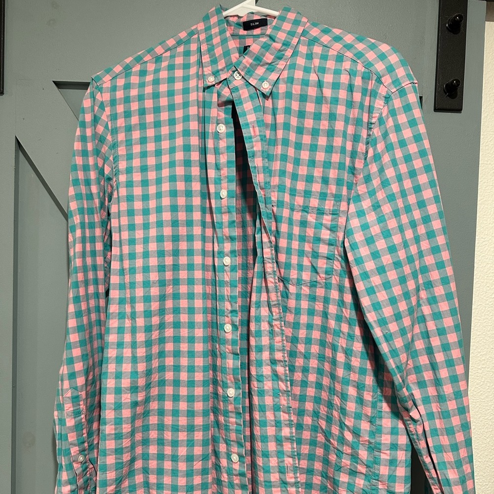 J-crew men’s long sleeve button up.